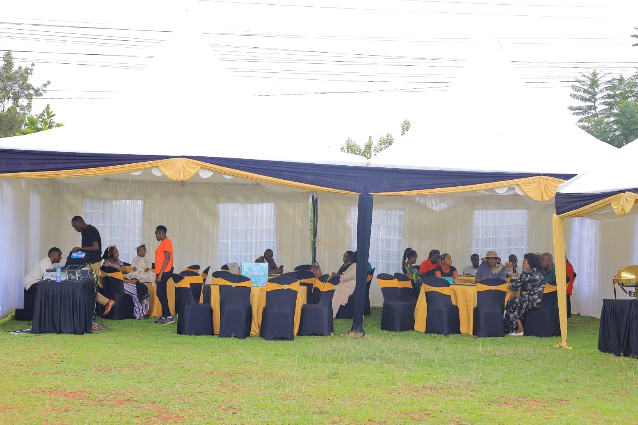 Stylish outdoor tent setup for a graduation celebration